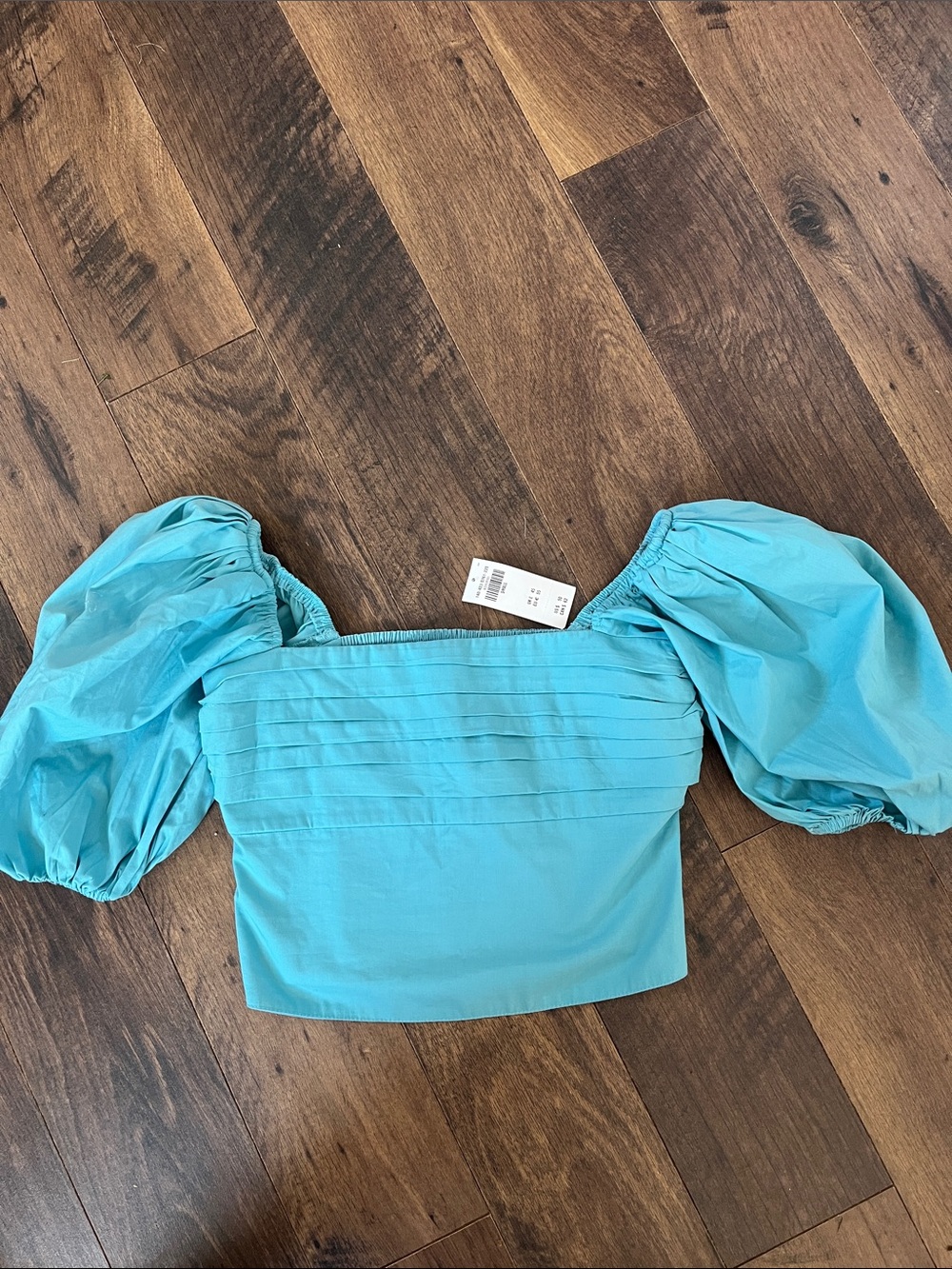 Abercrombie and Finch size small Blue Puff-Sleeve Square-Neck wCrop Top